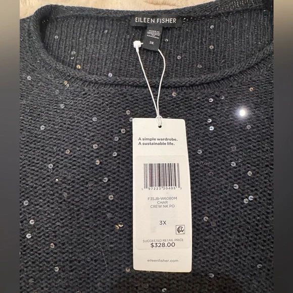 Eileen Fisher Merino Sequin Crew Neck Top size 3X, NWTs - Picture 8 of 14